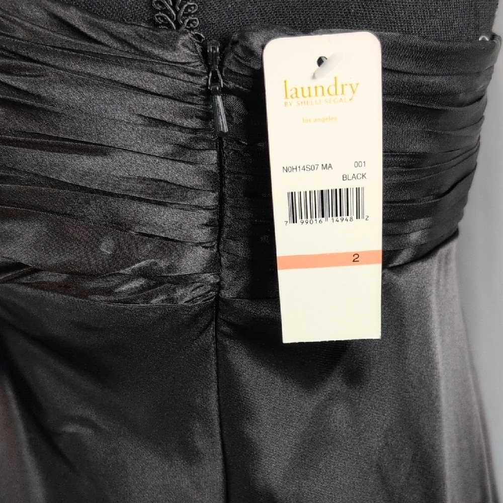 Shelli Segal Black Satin Ruched Bustier/Peplum Top Attention-Grabbing New Size 2 - Picture 6 of 11